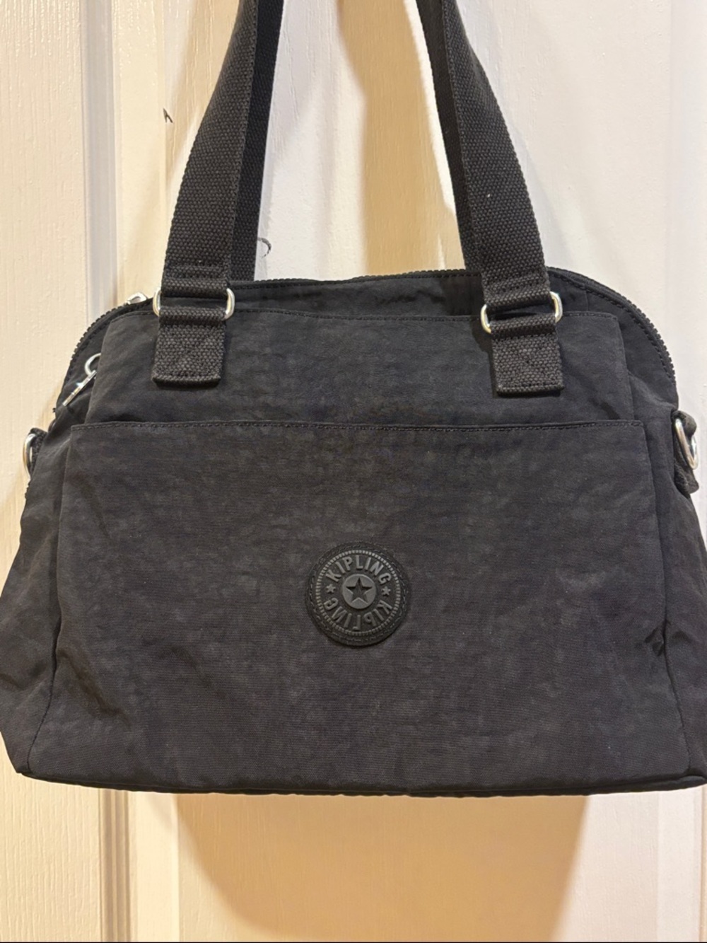KIPLING..THE “FELICITY”SHOULDER BAG…BLACK NYLON LEATHER HANDLES LOTS OF POCKETS - Picture 2 of 12